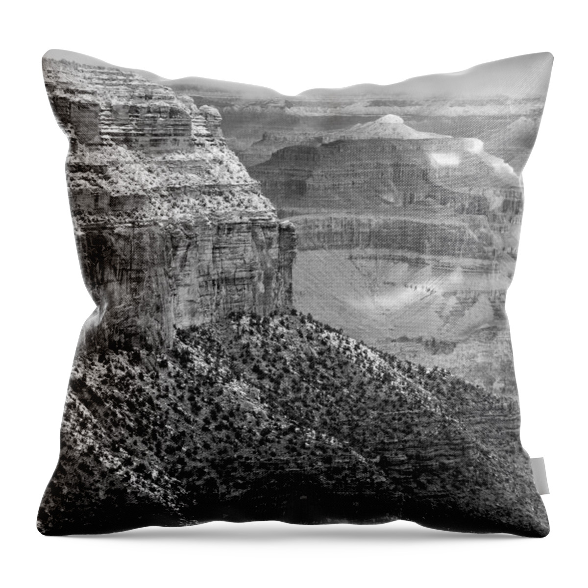 Black & White Throw Pillow featuring the photograph Winter Morning at the Grand Canyon by Sandra Bronstein