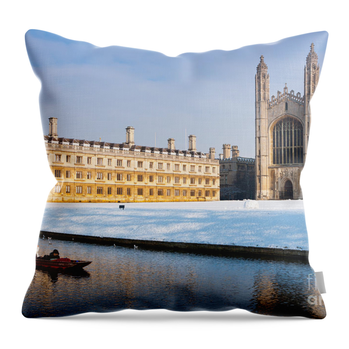 Anglia Throw Pillow featuring the photograph Winter snow at Kings by Andrew Michael