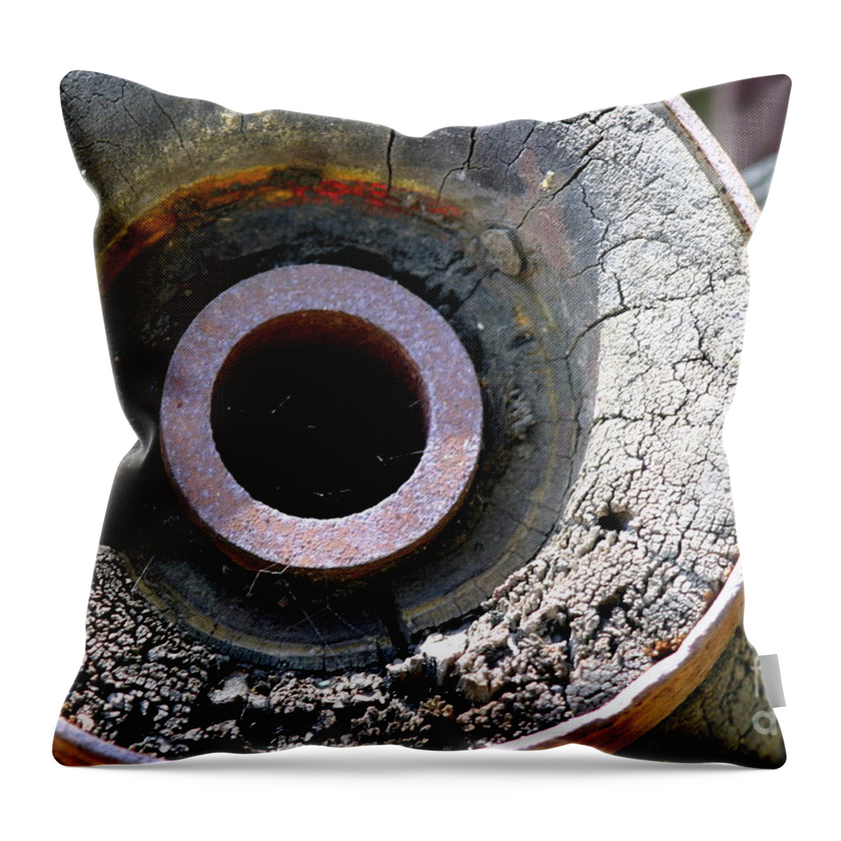 Aged Throw Pillow featuring the photograph Wooden Wheel by Henrik Lehnerer