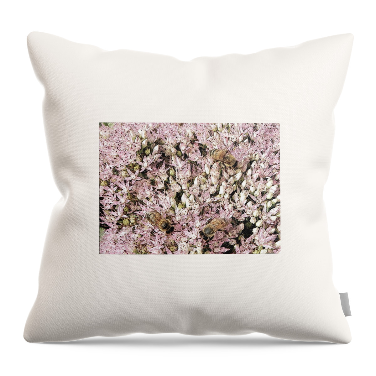 Honey Throw Pillow featuring the photograph working for our queen B by Kim Galluzzo