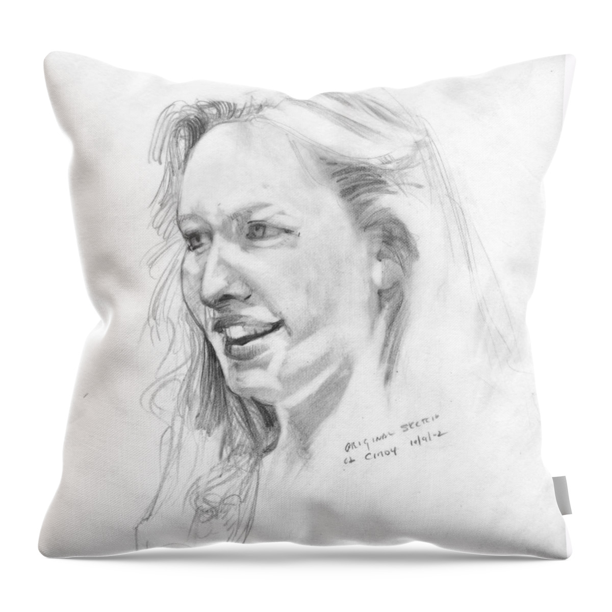 Sketch Throw Pillow featuring the painting Working from the Model - Cindy by P Anthony Visco