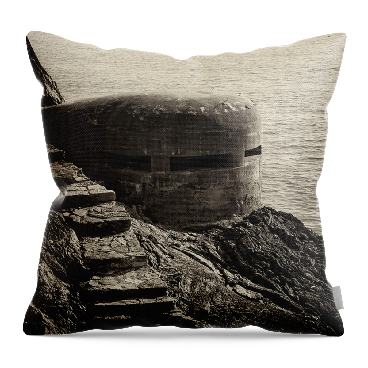 Wwii Throw Pillow featuring the photograph WWII Pill Box by Leslie Leda