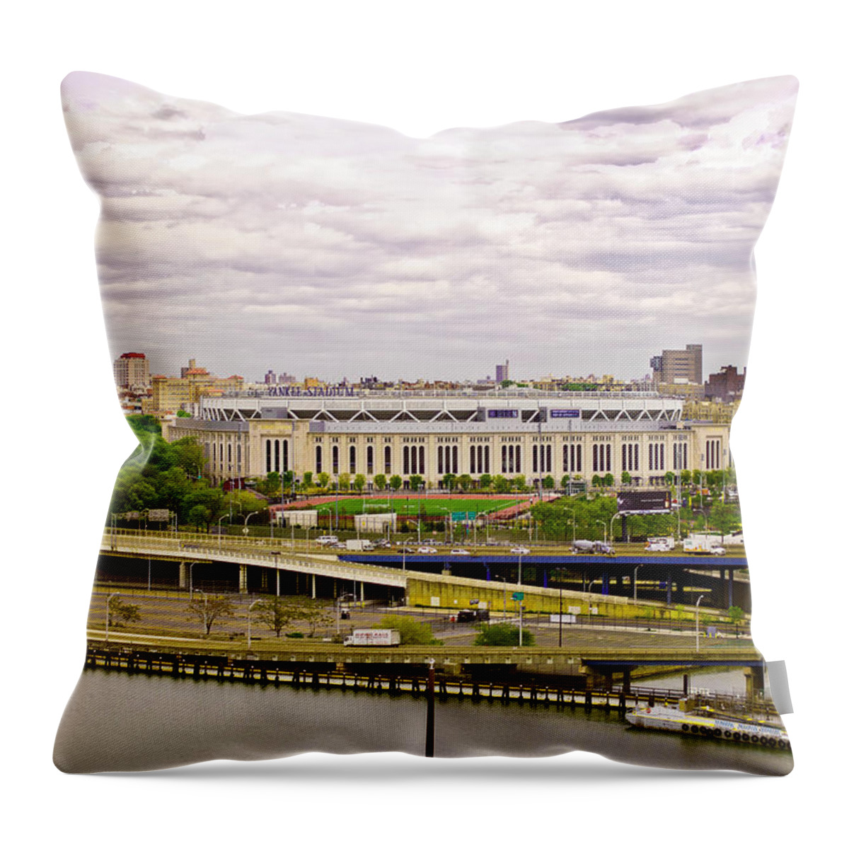 Landscape Throw Pillow featuring the photograph Yankee Stadium by Theodore Jones