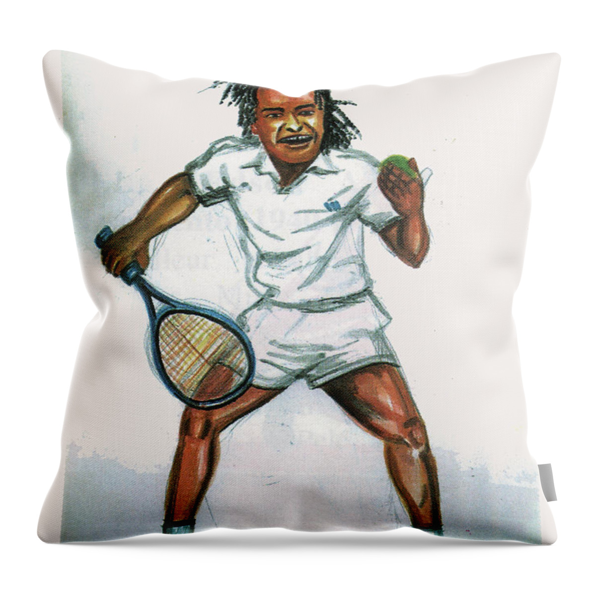 Portraits Throw Pillow featuring the painting Yannick Noah by Emmanuel Baliyanga