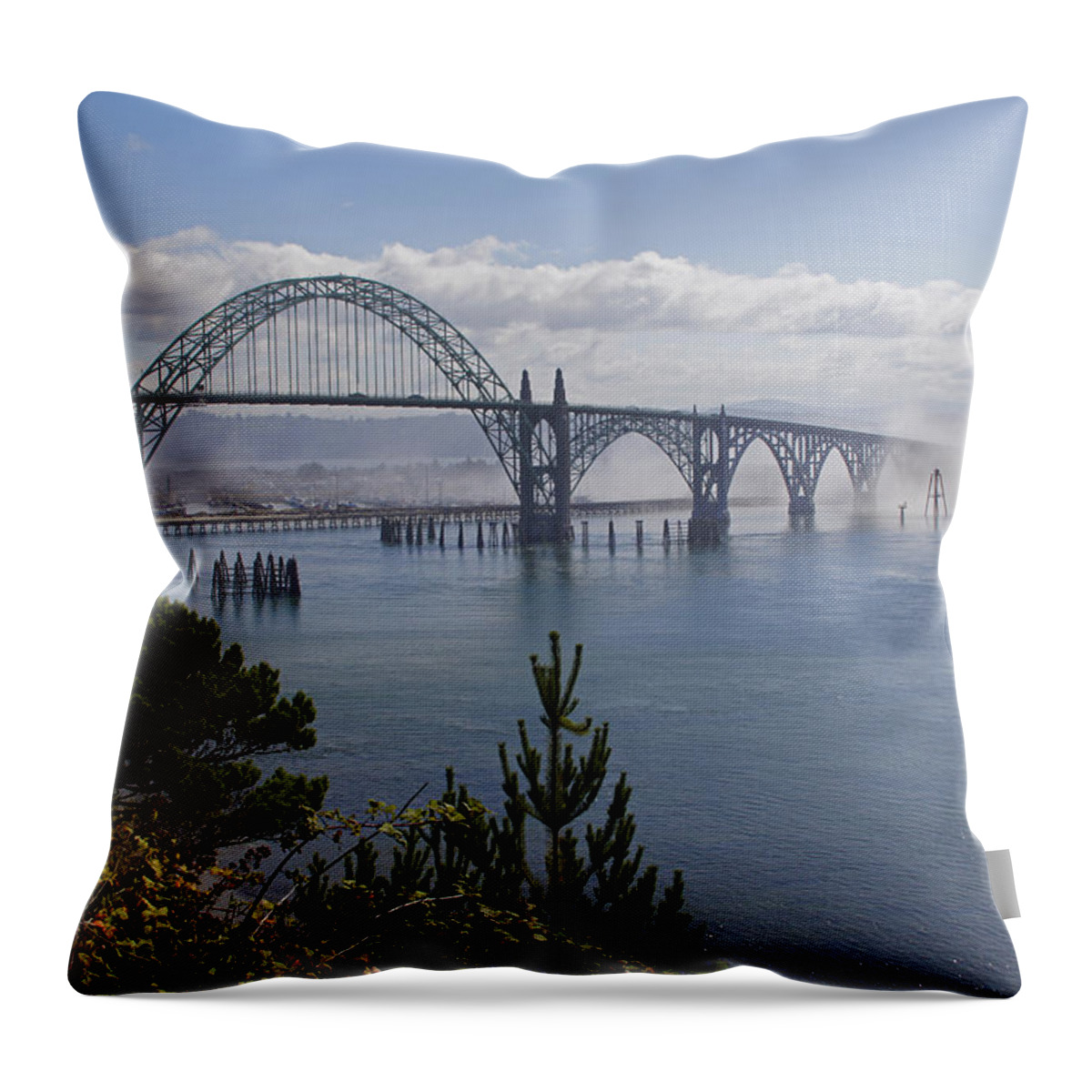 Yaquina Bay Bridge Throw Pillow featuring the photograph Yaquina Bay Bridge by Mick Anderson