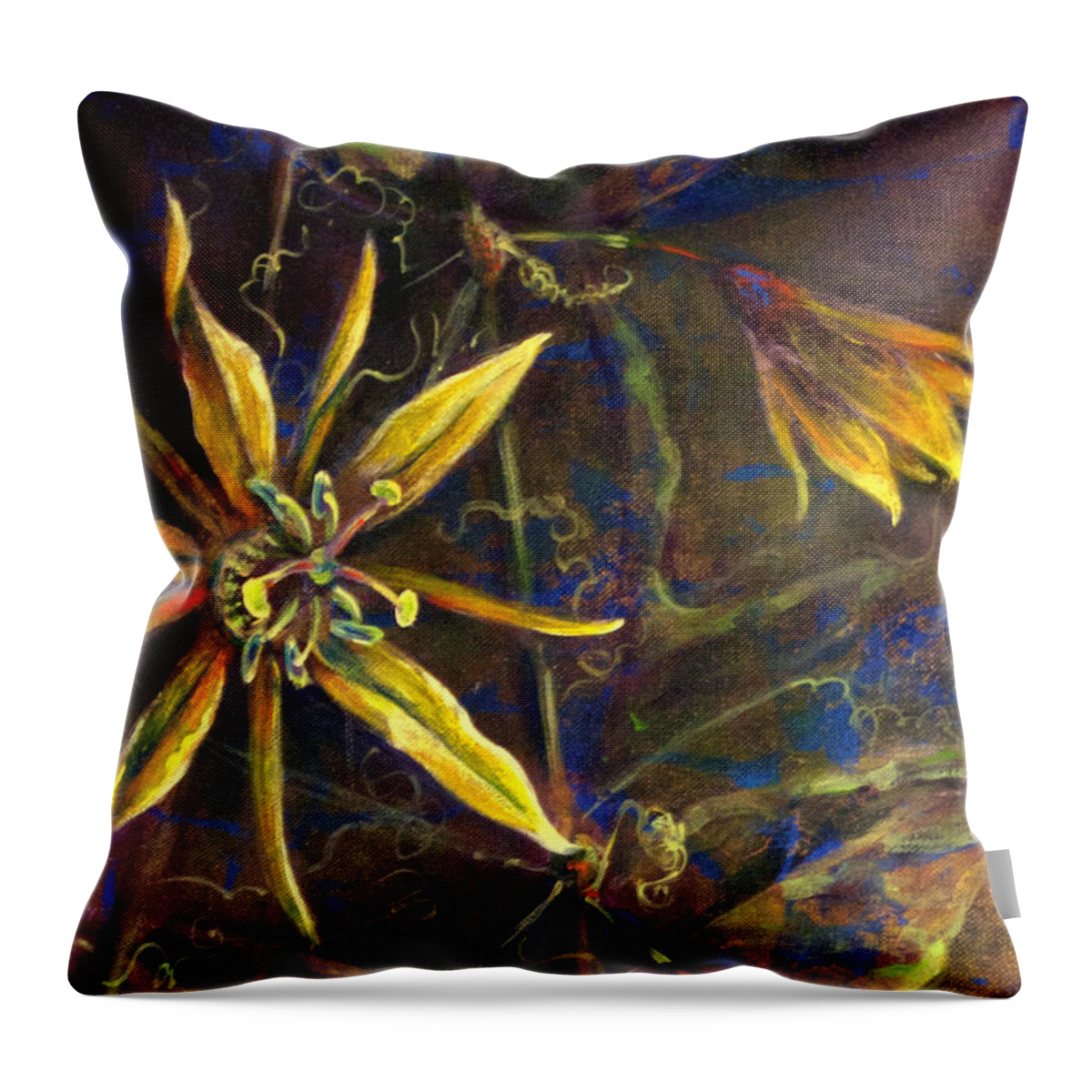Floral Throw Pillow featuring the painting Yellow Passion by Ashley Kujan
