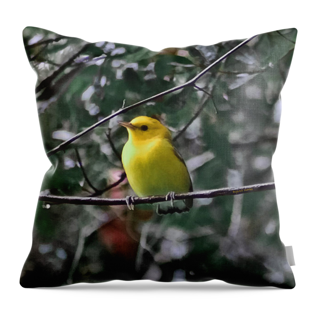 Bird Throw Pillow featuring the photograph Yellow Songbird by DigiArt Diaries by Vicky B Fuller