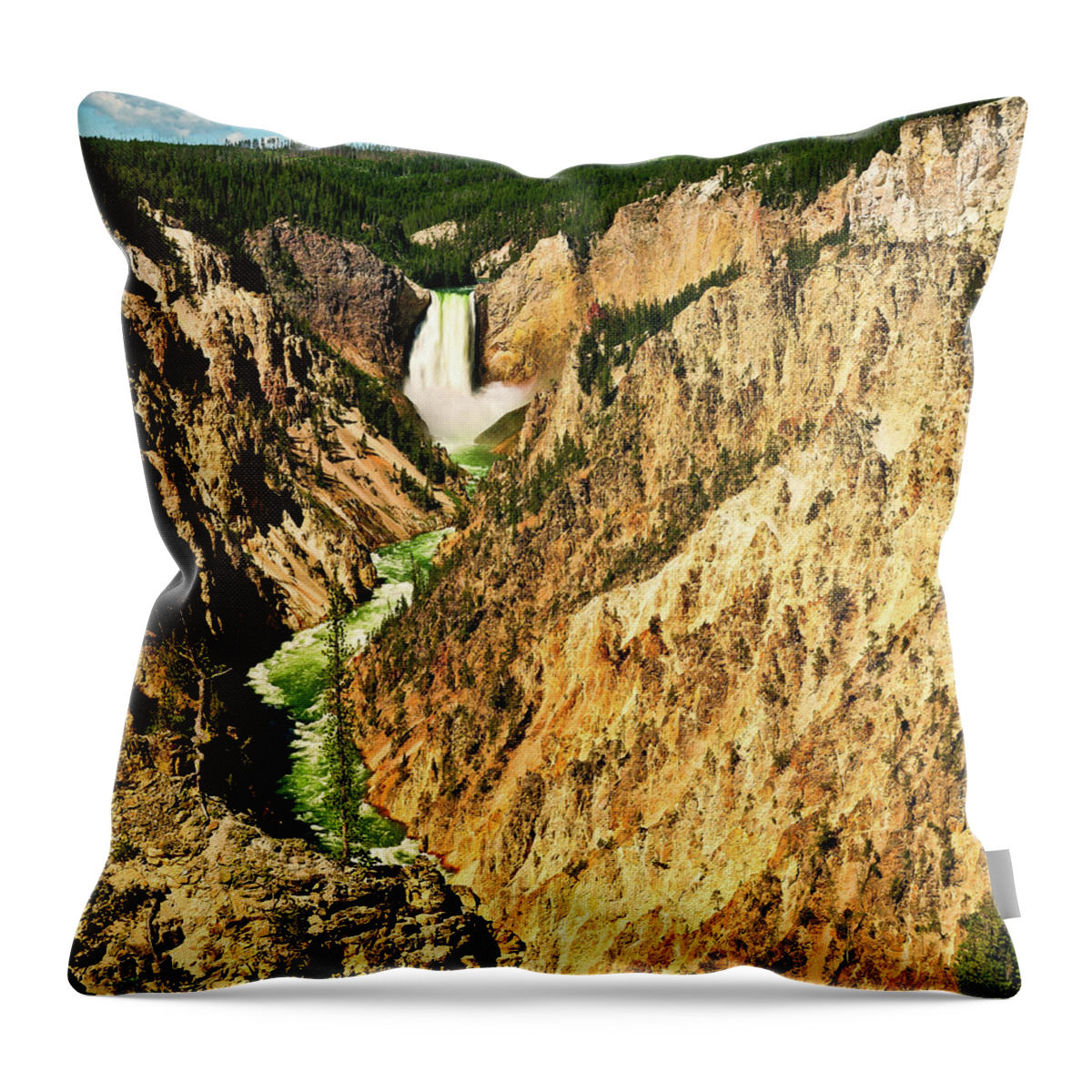 Yellowstone National Park Throw Pillow featuring the photograph Yellowstone Grand Canyon by Greg Norrell