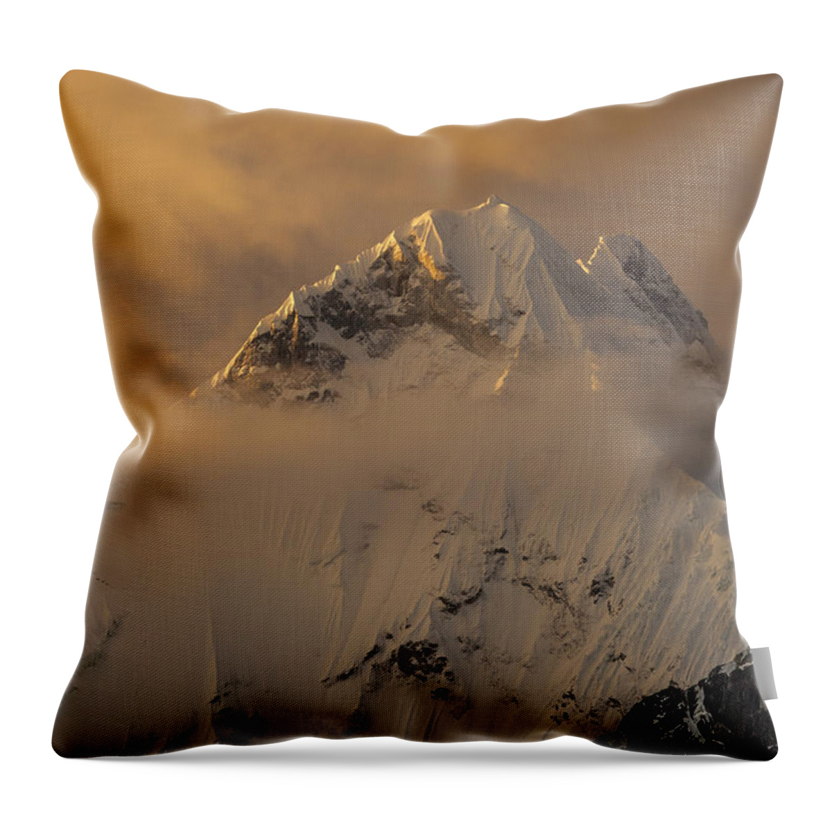00498216 Throw Pillow featuring the photograph Yerupaja Summit Ridge 6617m At Sunset by Colin Monteath