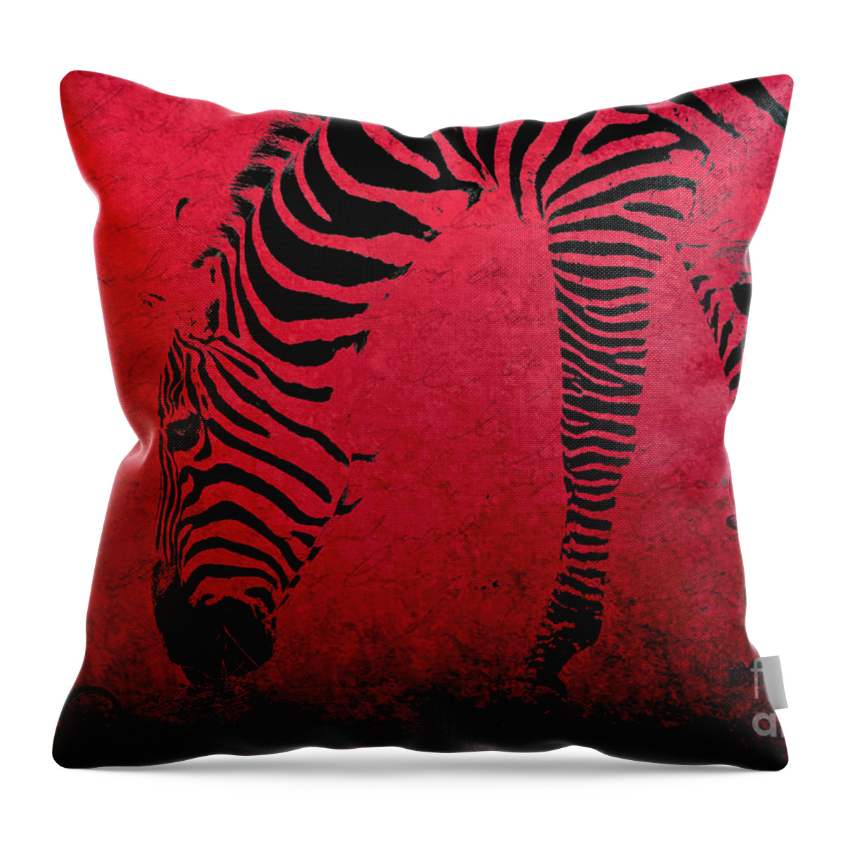 Zebra Throw Pillow featuring the photograph Zebra on Red by Aimelle Ml