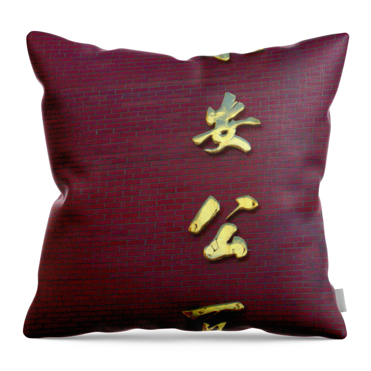 Chinese Throw Pillow featuring the photograph Zhongwen by Deborah Crew-Johnson
