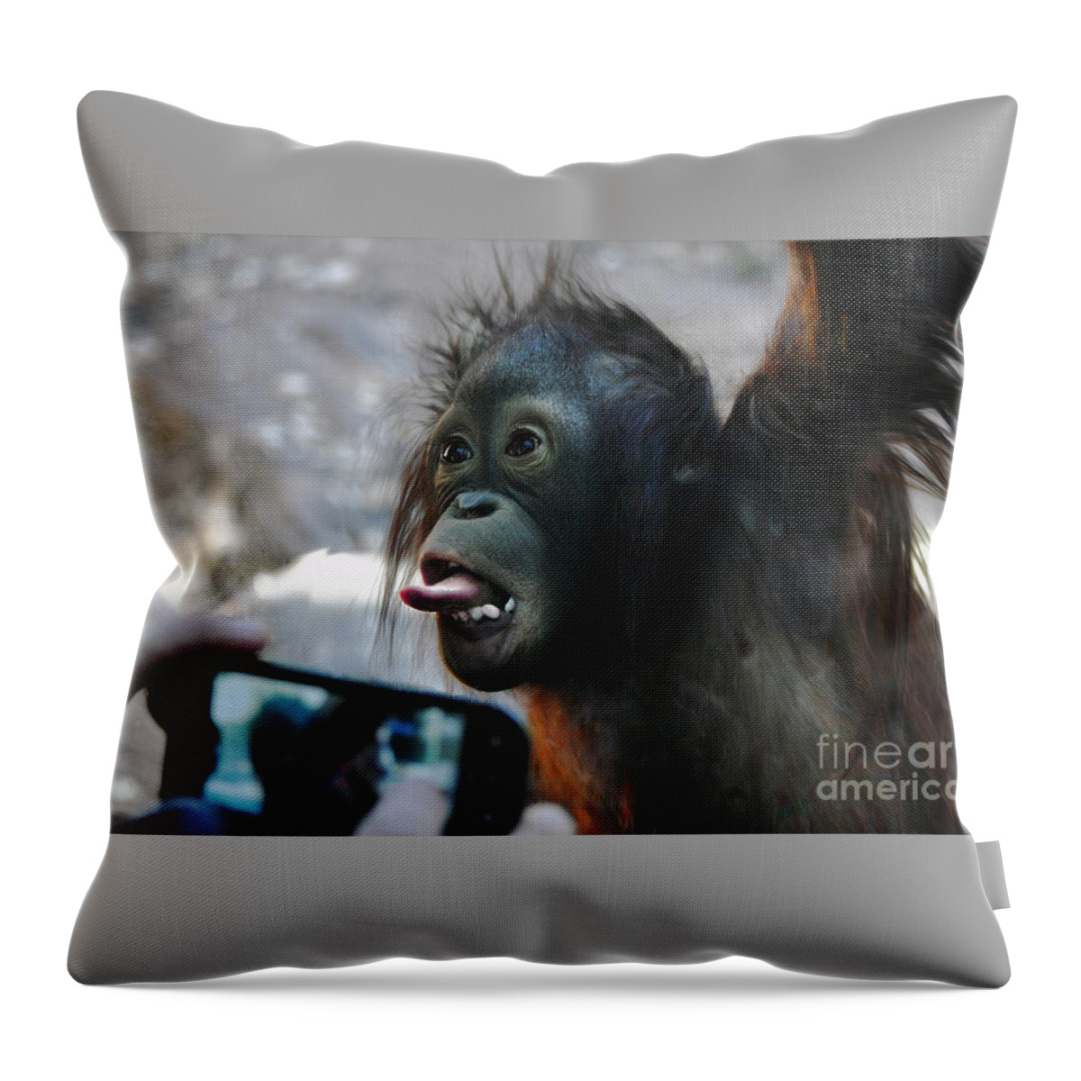  Baby Throw Pillow featuring the photograph Baby Orangutan #1 by Savannah Gibbs