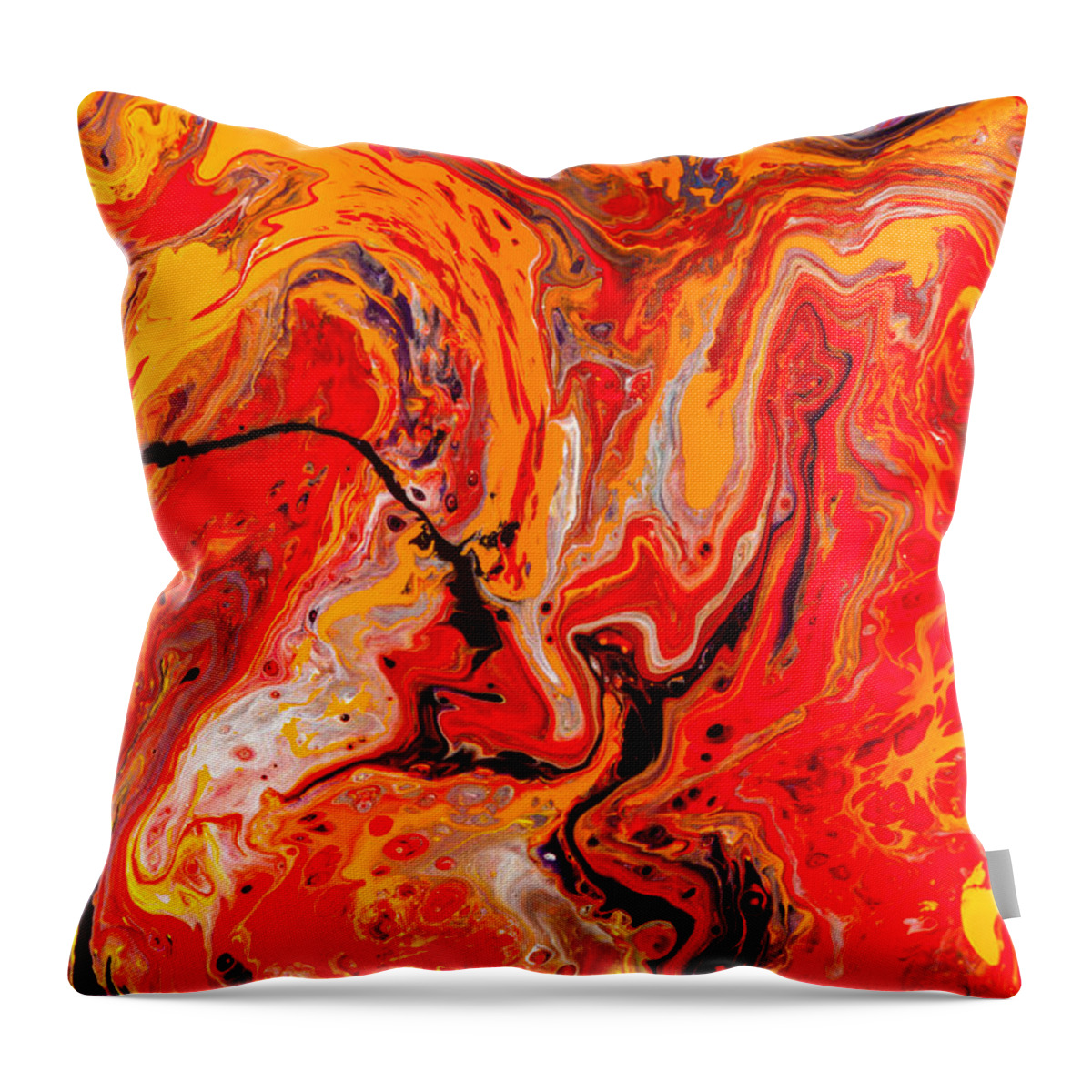 Abstract Throw Pillow featuring the painting Belly Dancers - Abstract Colorful Mixed Media Painting by Modern Abstract