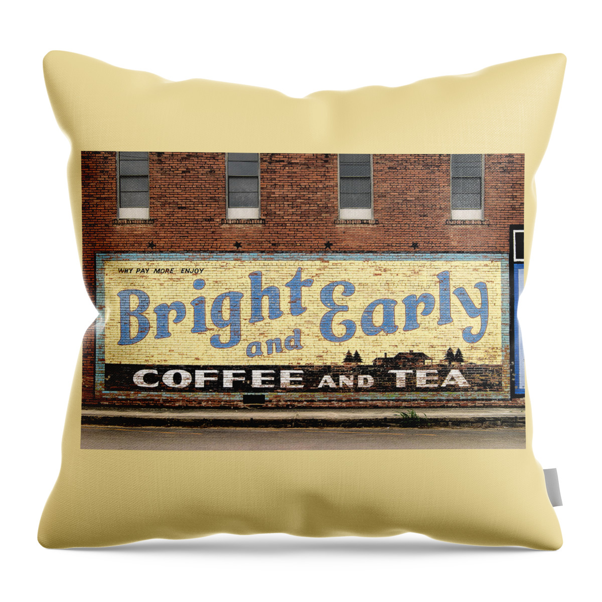 Advertising Throw Pillow featuring the photograph Coffee or Tea by David and Carol Kelly