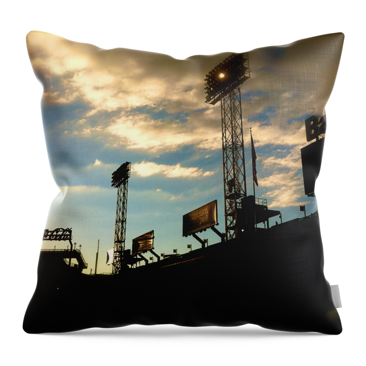 Fenway Park Collectibles Throw Pillow featuring the photograph Fenway Park Fenway Lights by Iconic Images Art Gallery David Pucciarelli