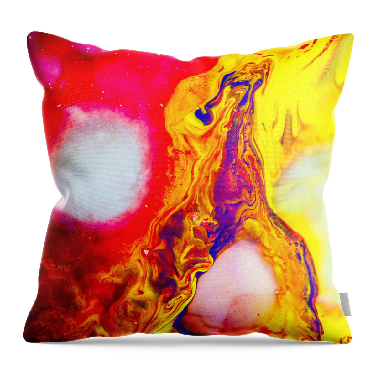 Giraffe Throw Pillow featuring the painting Giraffe in flames - Abstract Colorful Mixed Media Painting by Modern Abstract