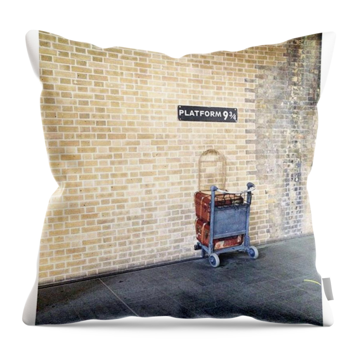 Kings Cross Station Throw Pillow featuring the photograph Harry Potter by Bethan Bell-langford