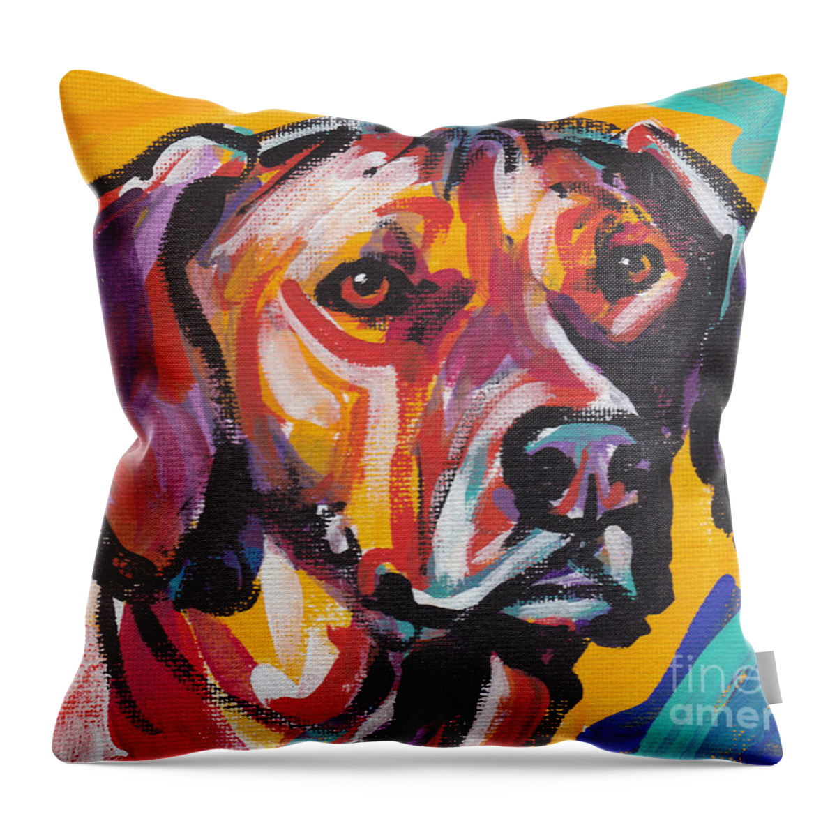 Rr Throw Pillow featuring the painting Lion Hunter by Lea S