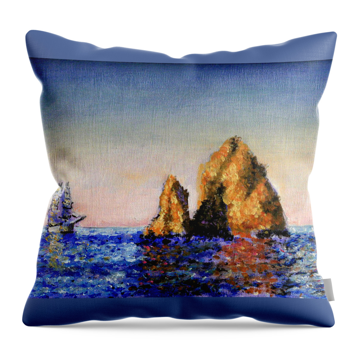 Ocean Throw Pillow featuring the painting Los acantilados de Cabo San Lucas by David Zimmerman