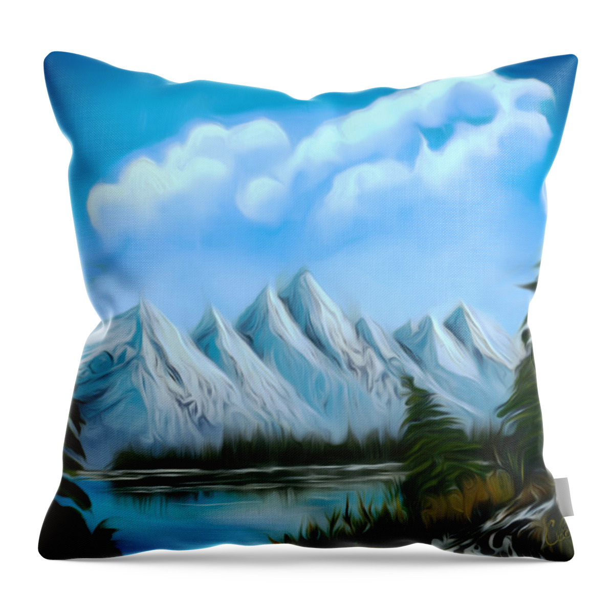 Alaska Throw Pillow featuring the painting Lost Blue Lagoon Dreamy Mirage by Claude Beaulac