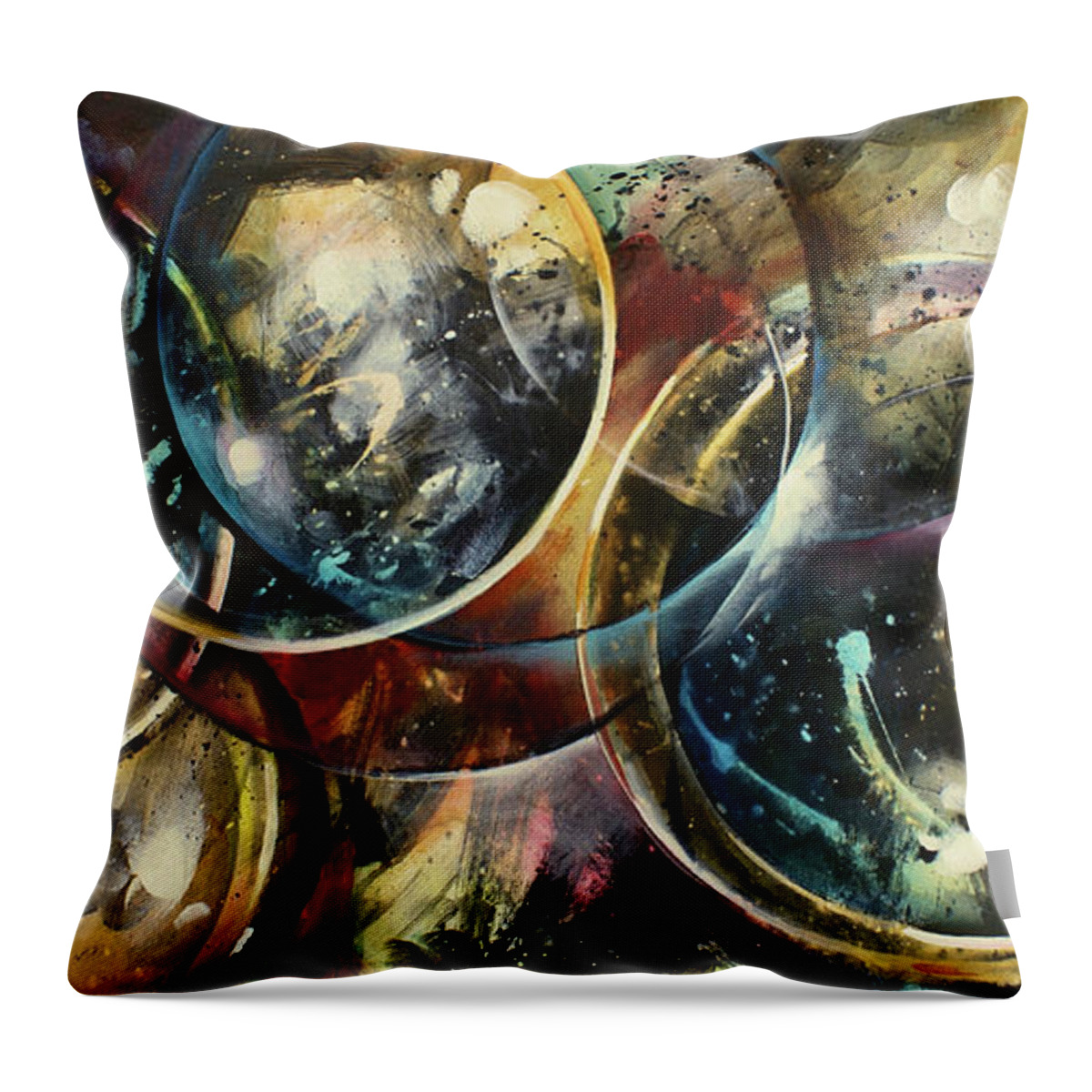 Abstract Throw Pillow featuring the painting ' Places in Time' by Michael Lang