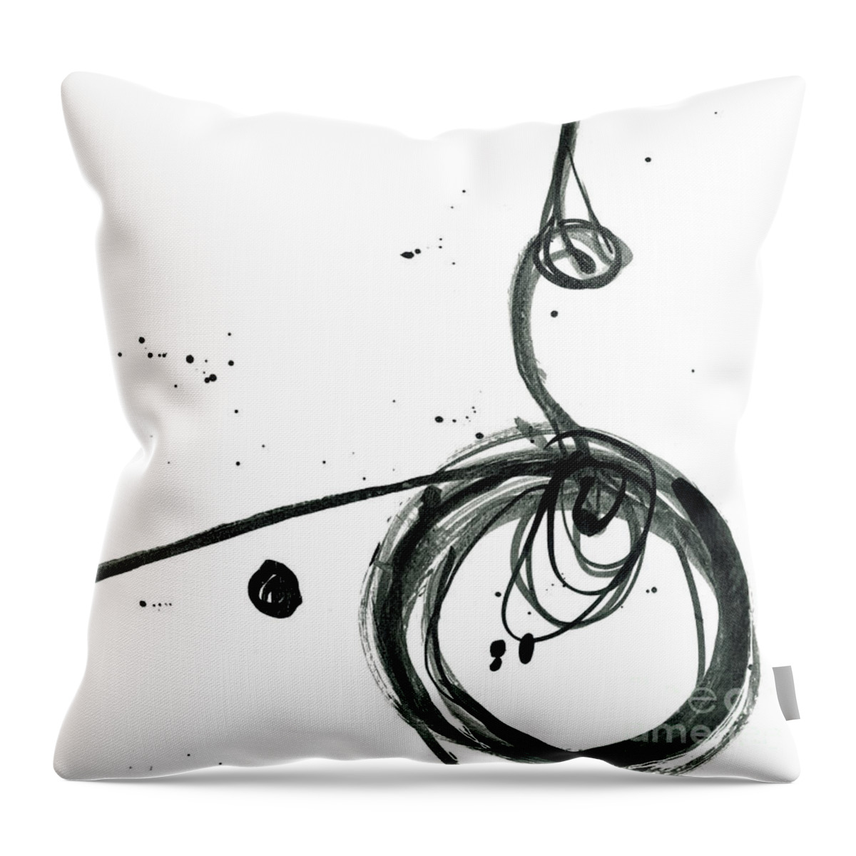 Inward - Revolving Life Collection - Modern Ink Artwork Throw Pillow featuring the painting Revolving Life Collection - Modern Abstract Black Ink Artwork by Patricia Awapara
