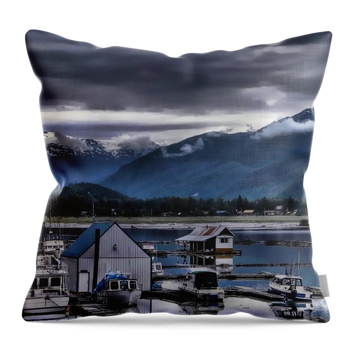 Boat Throw Pillow featuring the photograph Stewart B. C. Boat Harbor by Dyle  Warren