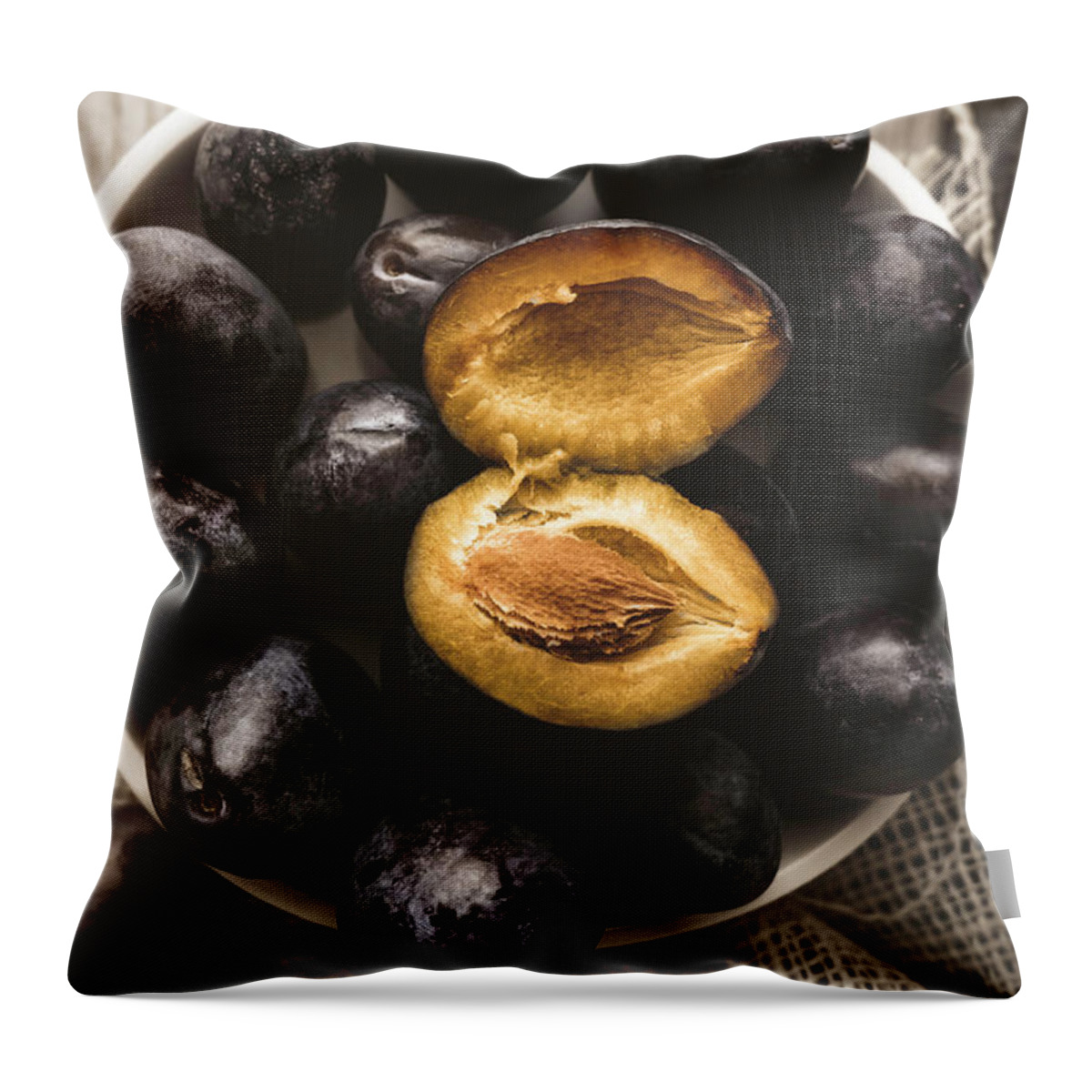 Still-life Food Throw Pillow featuring the photograph ... Susine ... by Enrico Sottocorna