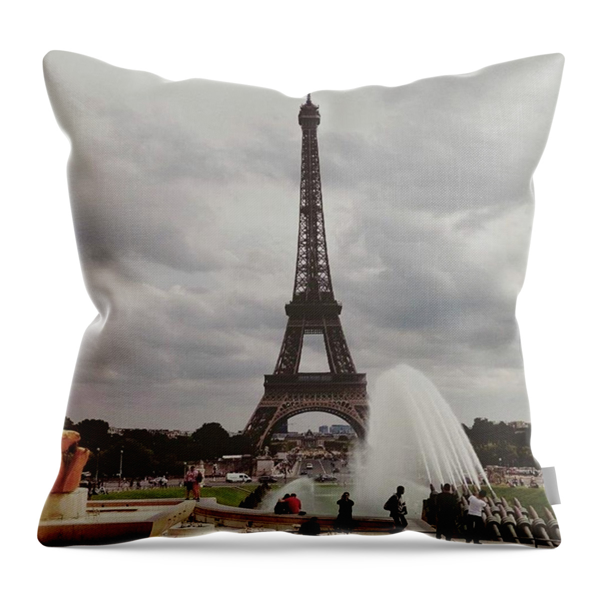 Trip Throw Pillow featuring the photograph Eiffel Tower W by Simone Petrucci