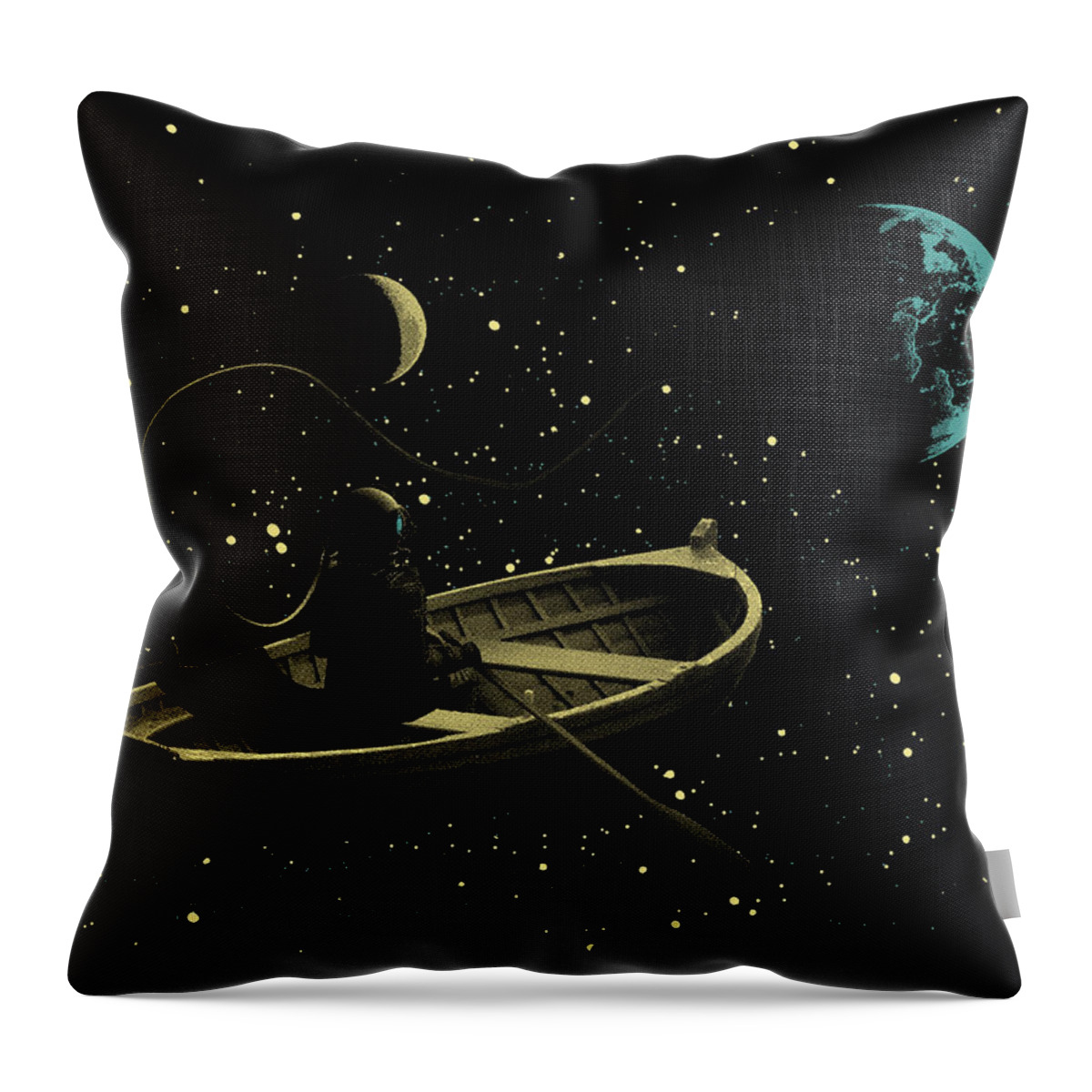 Space Poster Throw Pillow featuring the digital art Trip To Silence by IamLoudness Studio