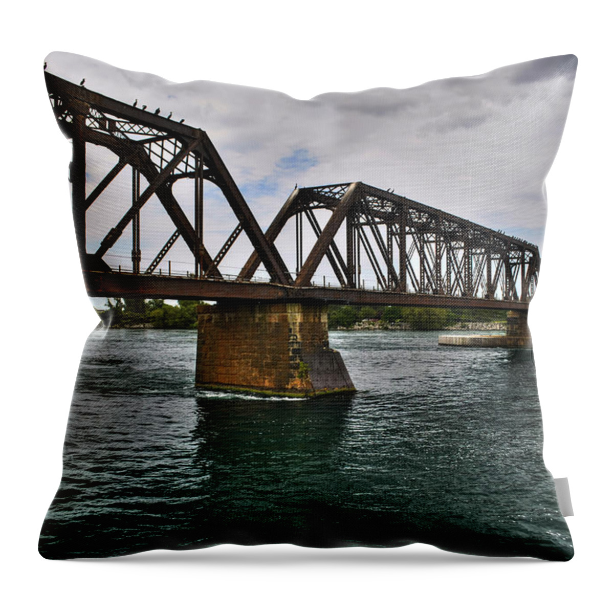 Buffalo Throw Pillow featuring the photograph 001 The International Railway Bridge by Michael Frank Jr