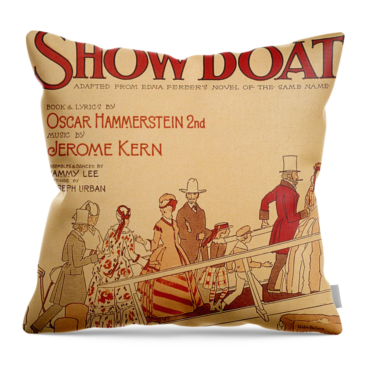 1927 Throw Pillow featuring the painting Show Boat Poster, 1927 by Granger