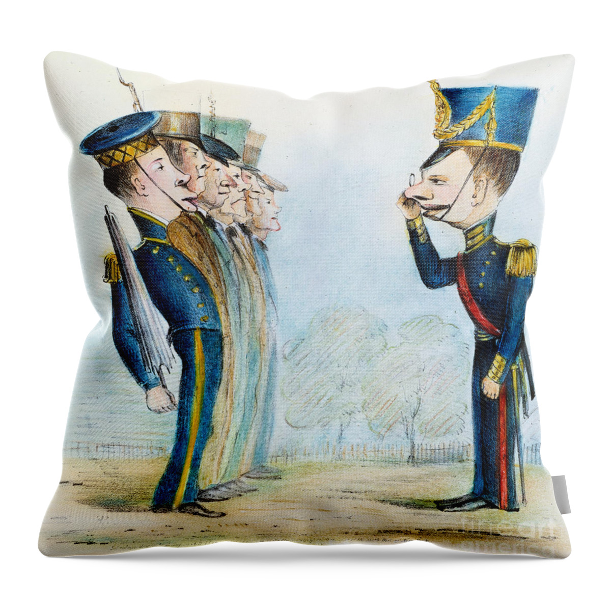 1846 Throw Pillow featuring the painting Cartoon: Mexican War, 1846 #0061959 by Granger