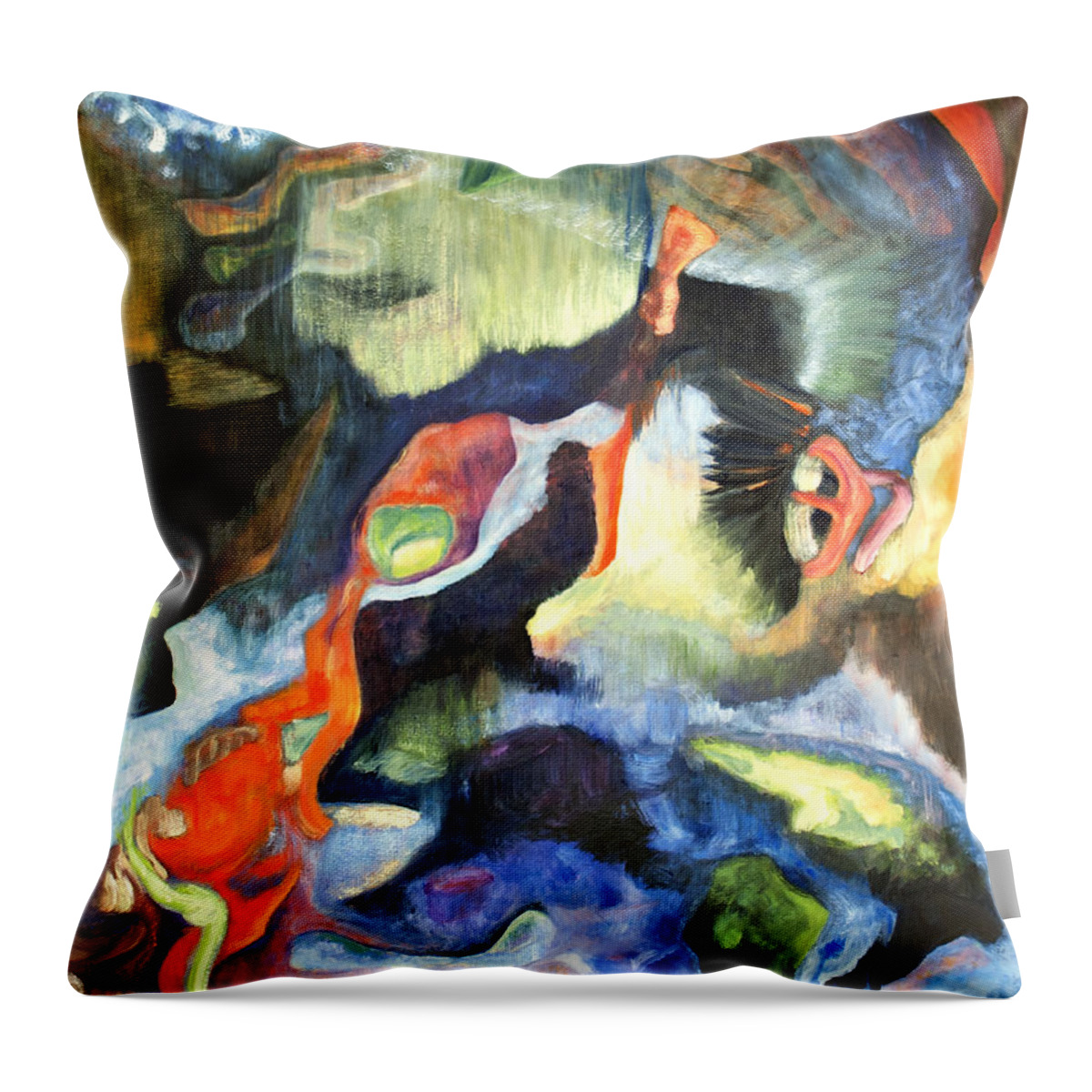 Abstract Throw Pillow featuring the painting 01313 Big Bang by AnneKarin Glass