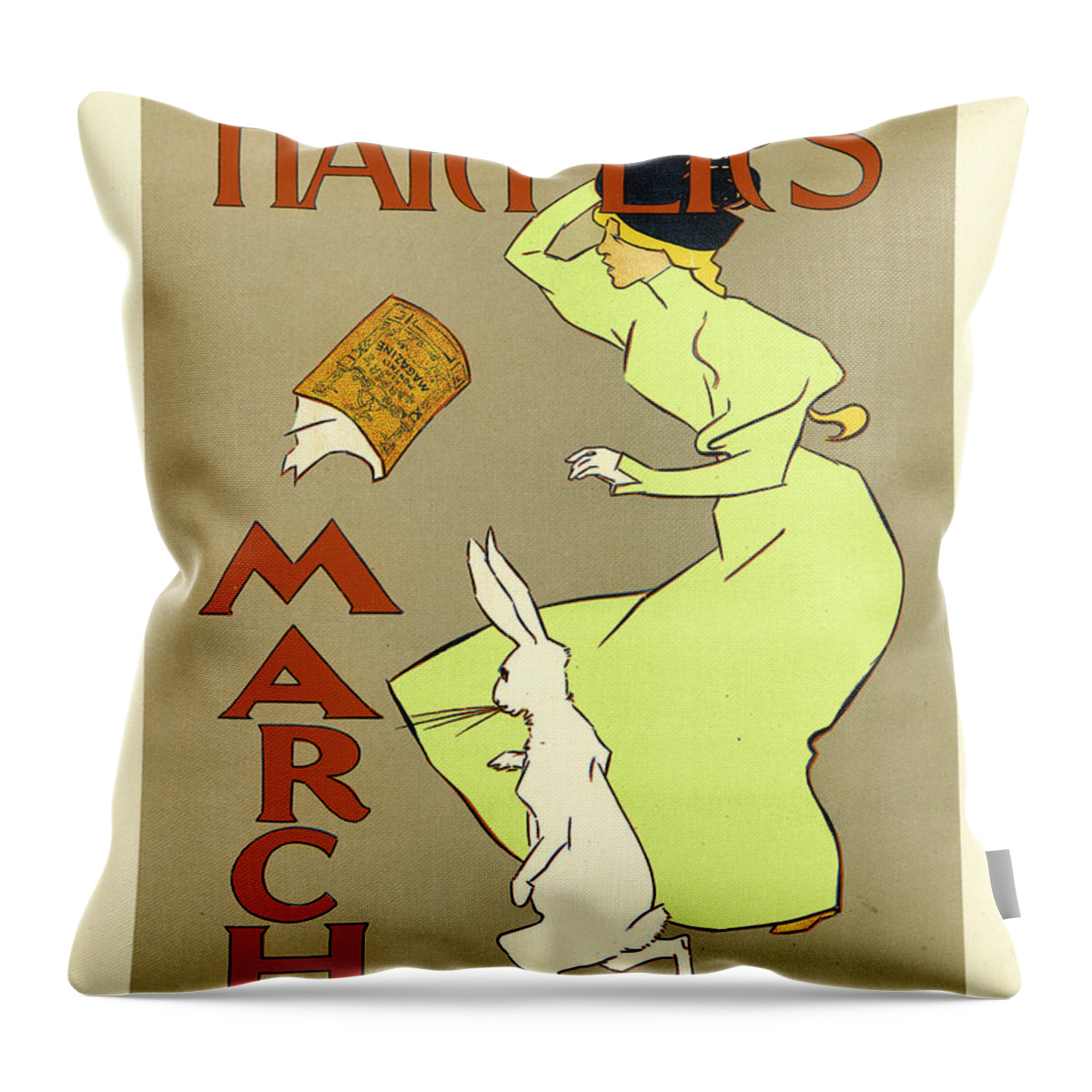 Harpers March Throw Pillow featuring the painting Harpers March by Edward Penfield