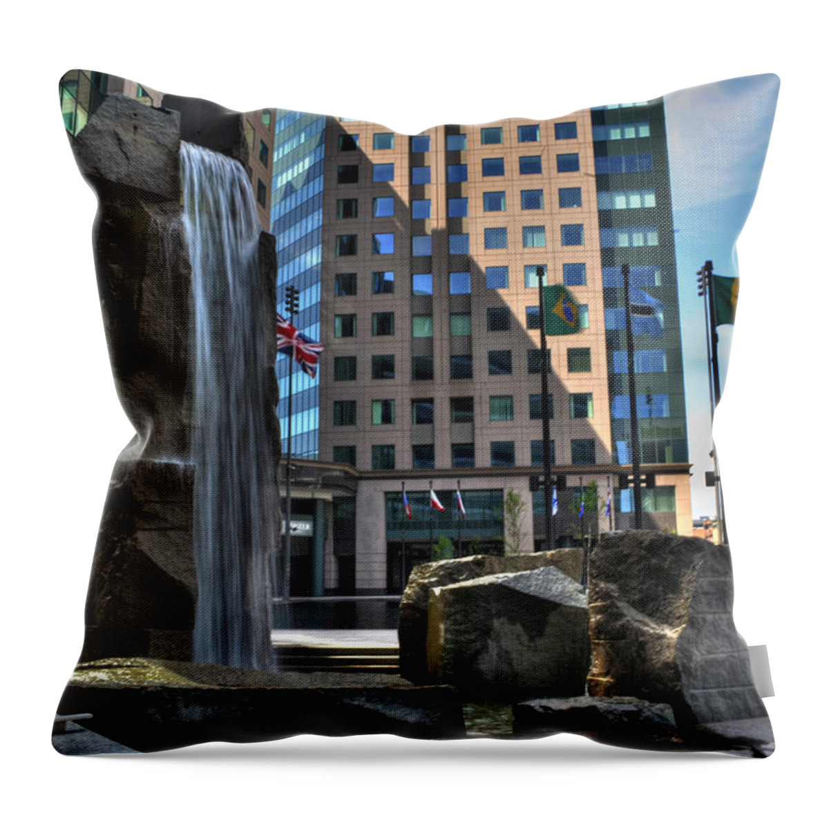 Buffalo Throw Pillow featuring the photograph 04 FOUNTAIN PLAZA paint by Michael Frank Jr