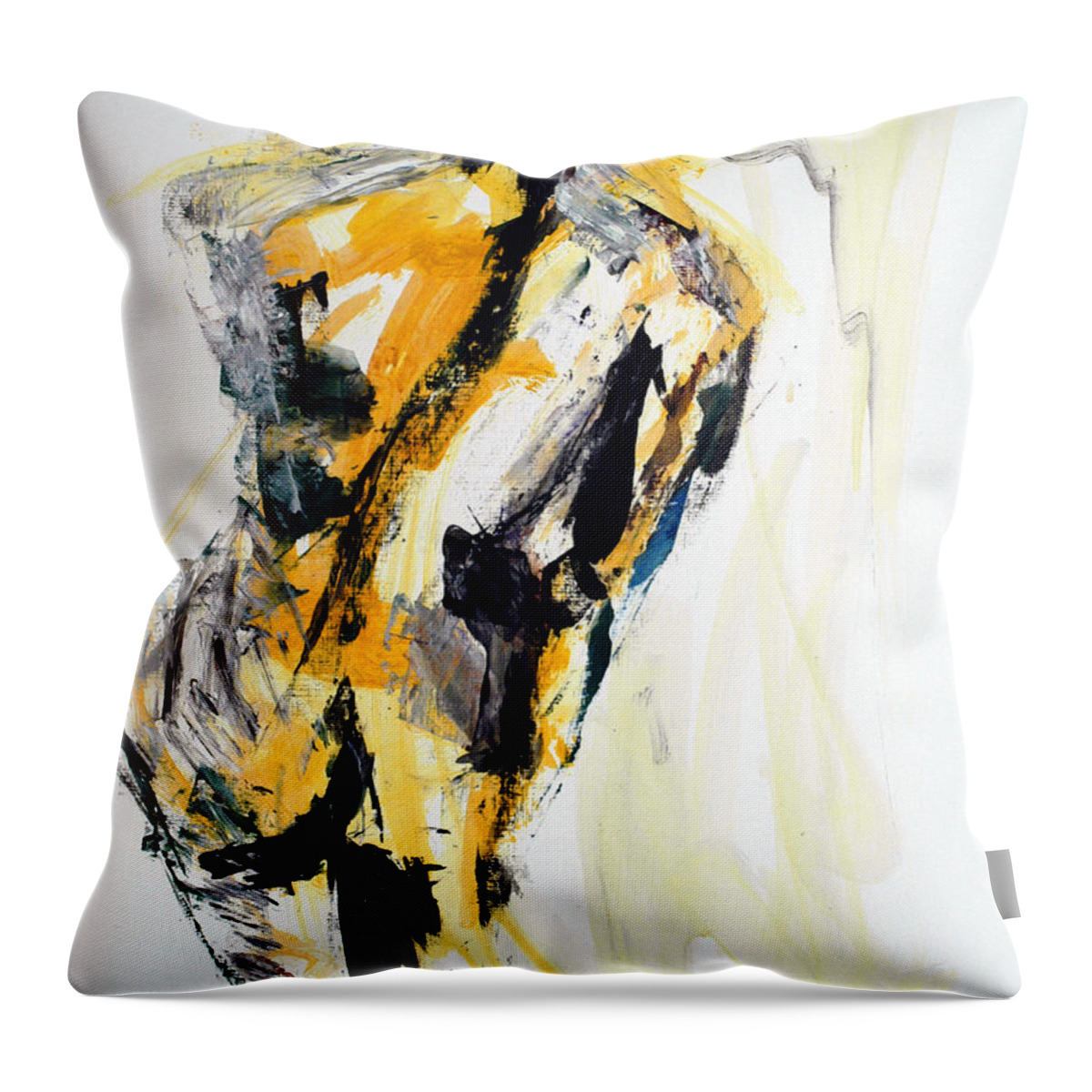 Male Throw Pillow featuring the painting 04016 Hot Foot by AnneKarin Glass