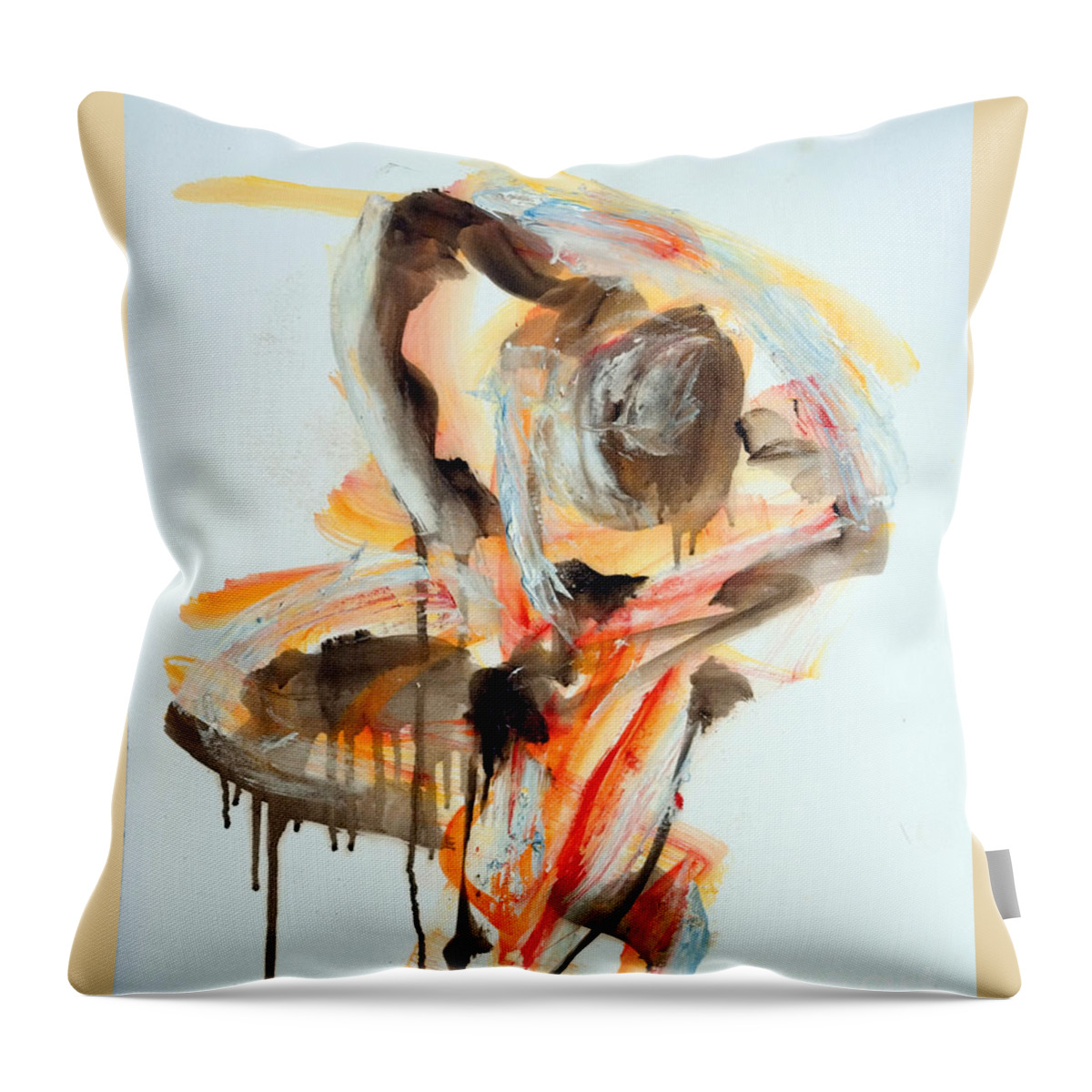 Gesture Women Seated Throw Pillow featuring the painting 04540 Humble Trustee by AnneKarin Glass
