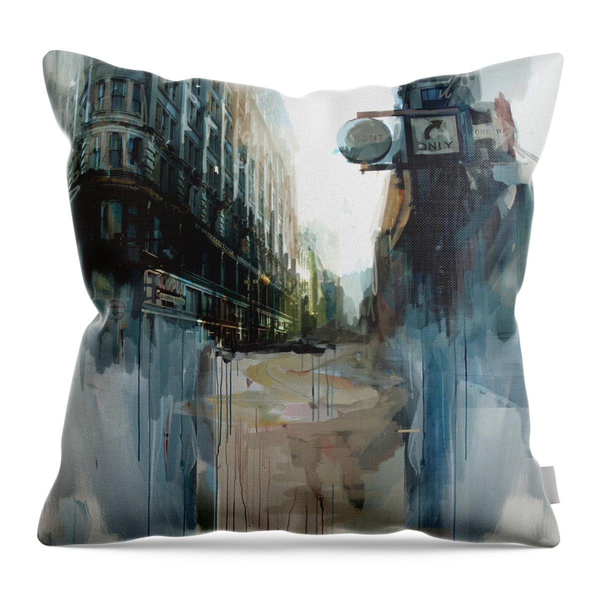 Grant Street Throw Pillow featuring the painting 077 Grant street by Maryam Mughal