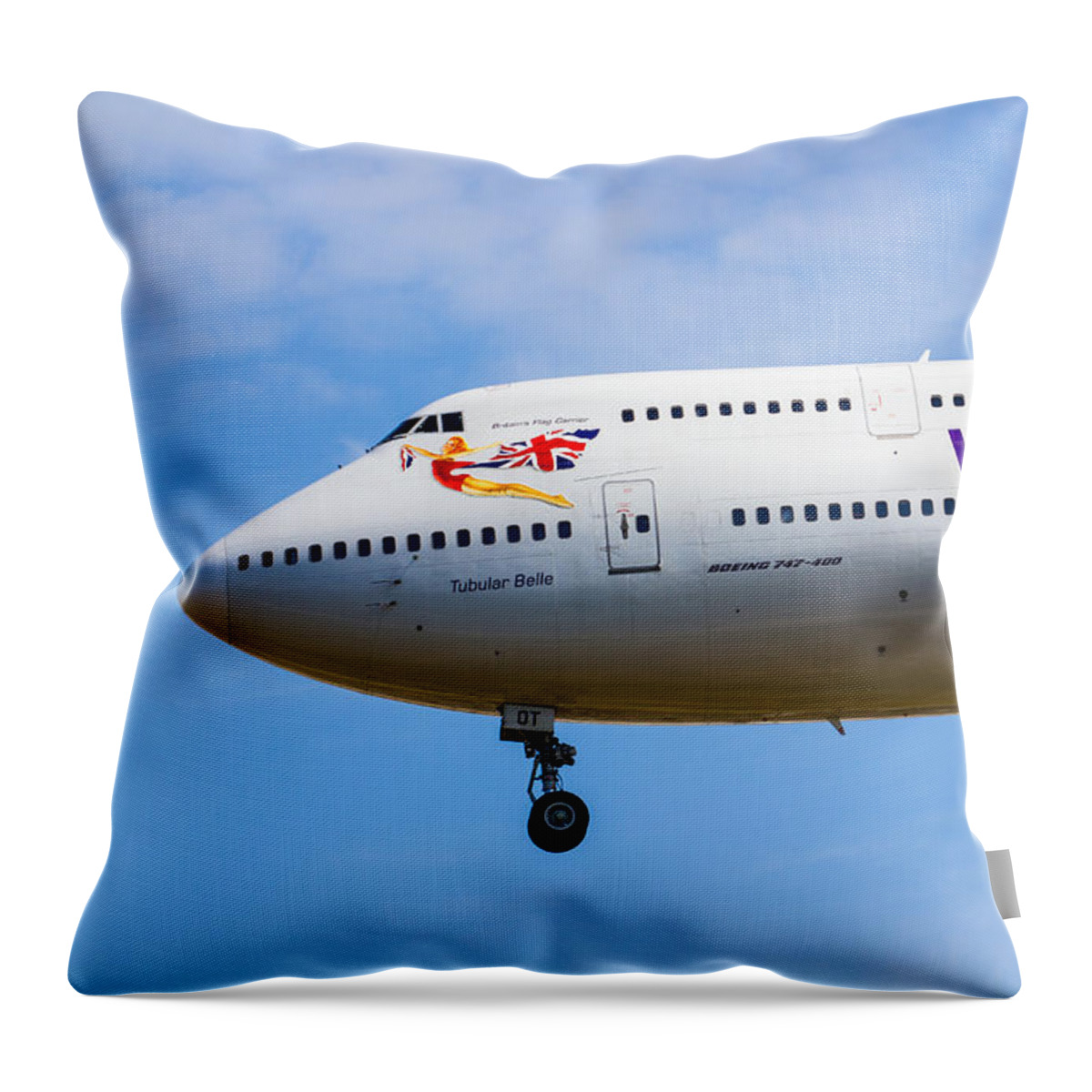 Virgin Throw Pillow featuring the photograph A Virgin Atlantic Boeing 747 #1 by David Pyatt