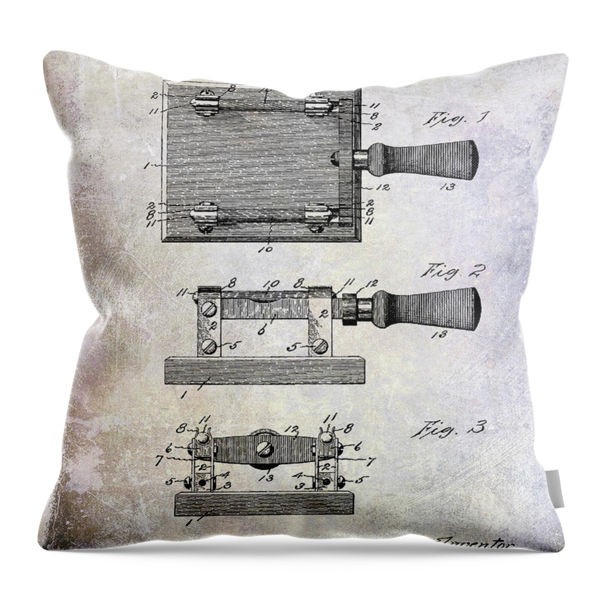 1900 Knife Switch Patent Throw Pillow featuring the photograph 1900 Knife Switch Patent by Jon Neidert