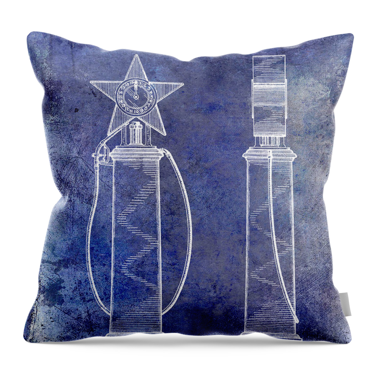 Gas Pump Patent Throw Pillow featuring the photograph 1932 Gas Pump Patent Blue by Jon Neidert