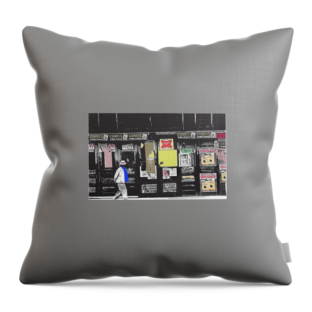 1960's Cigarette Beer Ads Meyer Avenue Barrio Tucson Arizona 1968-2011 Throw Pillow featuring the photograph 1960's cigarette beer ads Meyer Avenue barrio Tucson Arizona 1968-2011 #2 by David Lee Guss