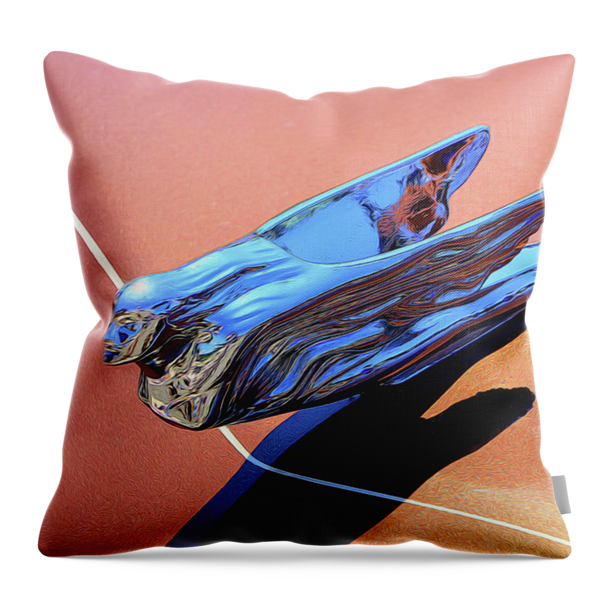 Car Throw Pillow featuring the photograph 1972 Cadillac Eldorado # 2 Hood Ornament by Allen Beatty