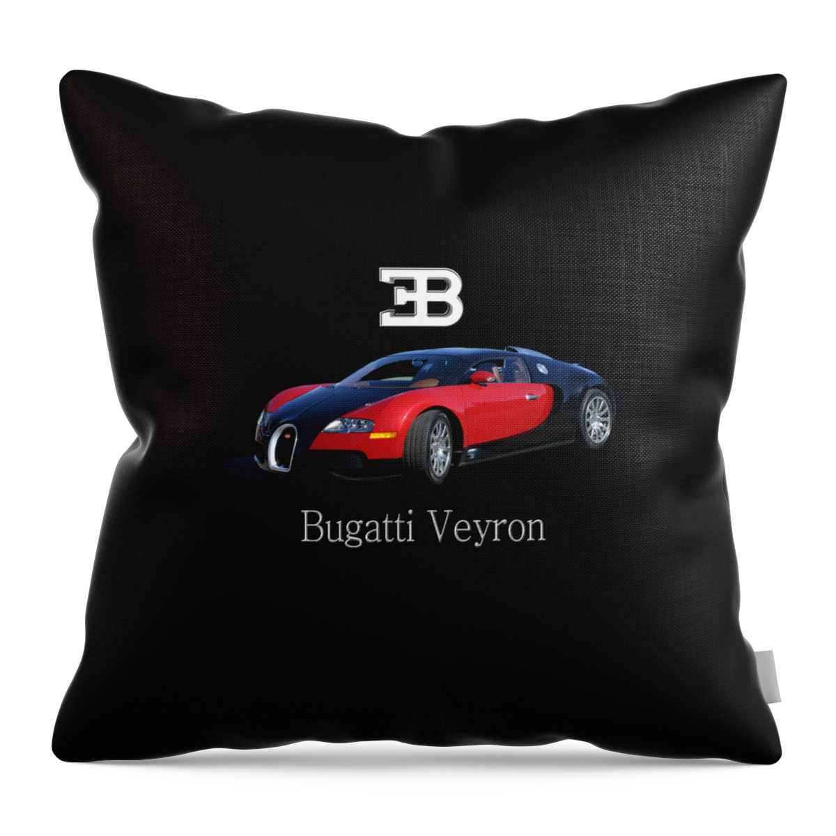 Tee Shirt Photo Art Of A 2010 Bugatti-veyron Throw Pillow featuring the painting 2010 Bugatti Veyron #1 by Jack Pumphrey