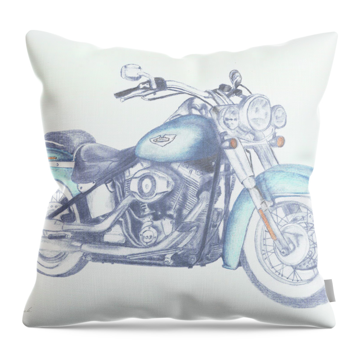 Motorcycle Throw Pillow featuring the drawing 2015 Softail by Terry Frederick