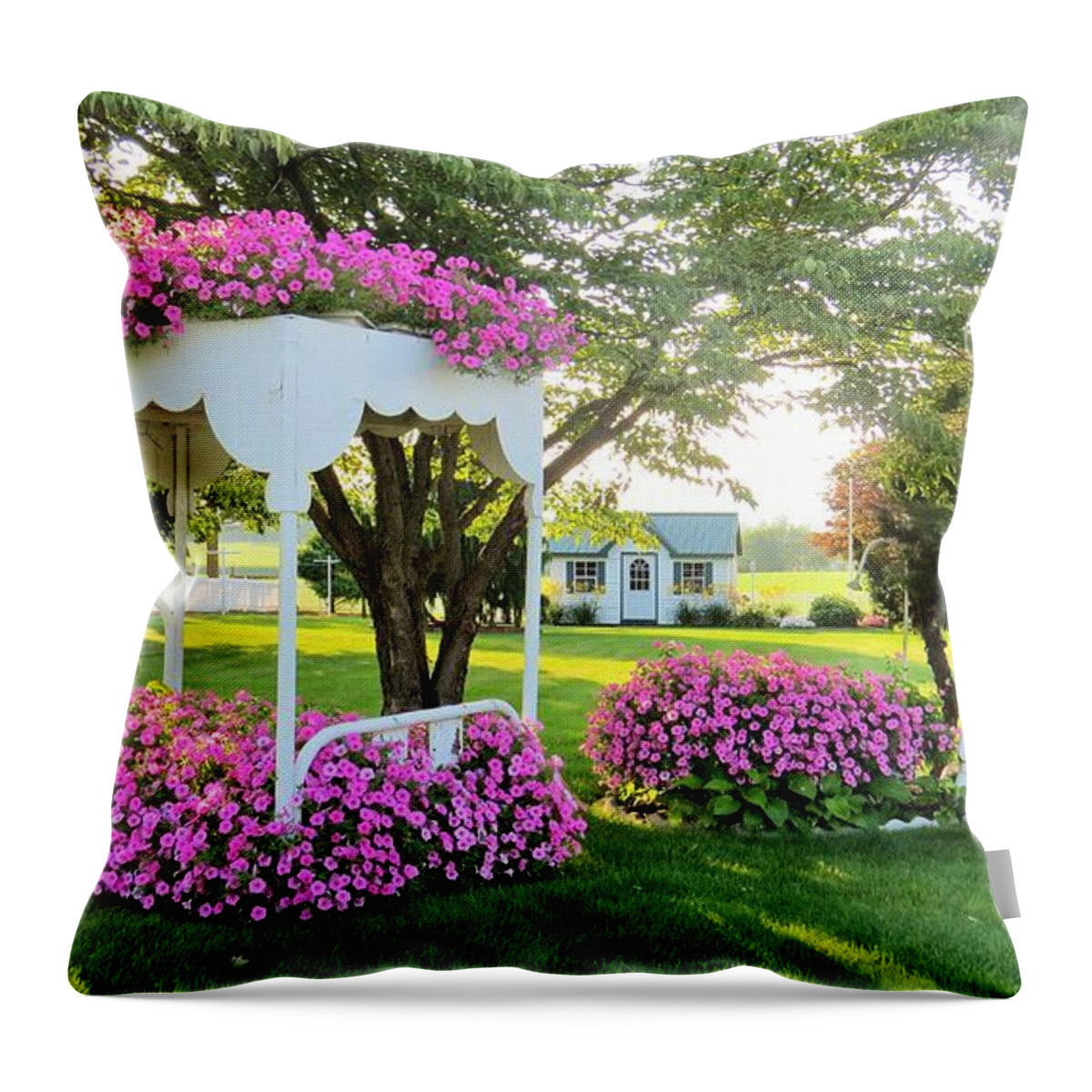 Bed Throw Pillow featuring the photograph A Bed of Flowers #1 by Jeanette Oberholtzer