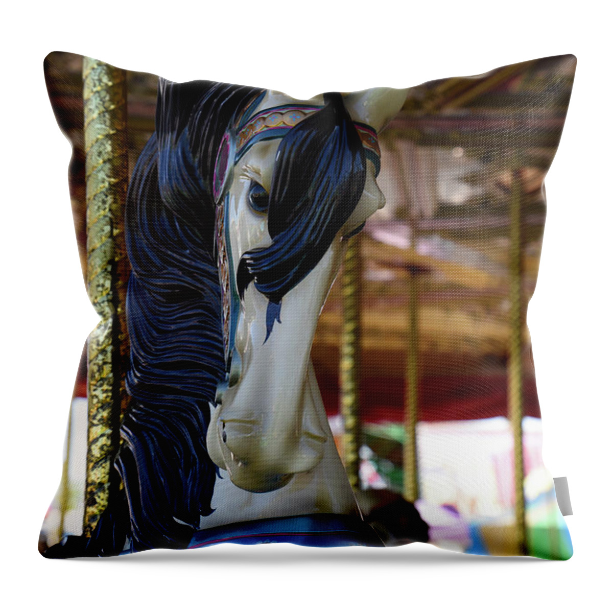 Fair Throw Pillow featuring the photograph A Child's Horse #1 by Mike Martin