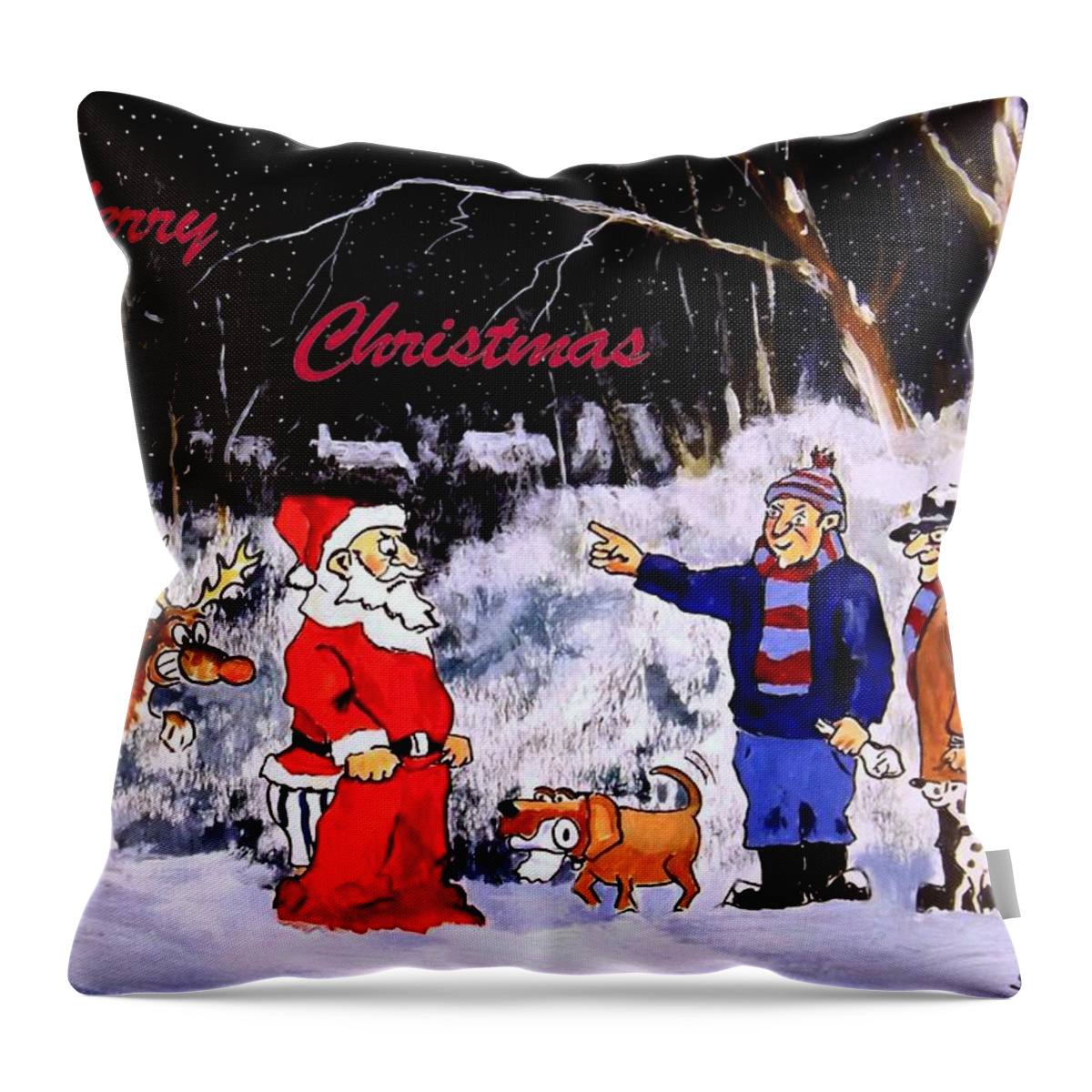 Christmas Throw Pillow featuring the painting A Happy Christmas #2 by Barry BLAKE