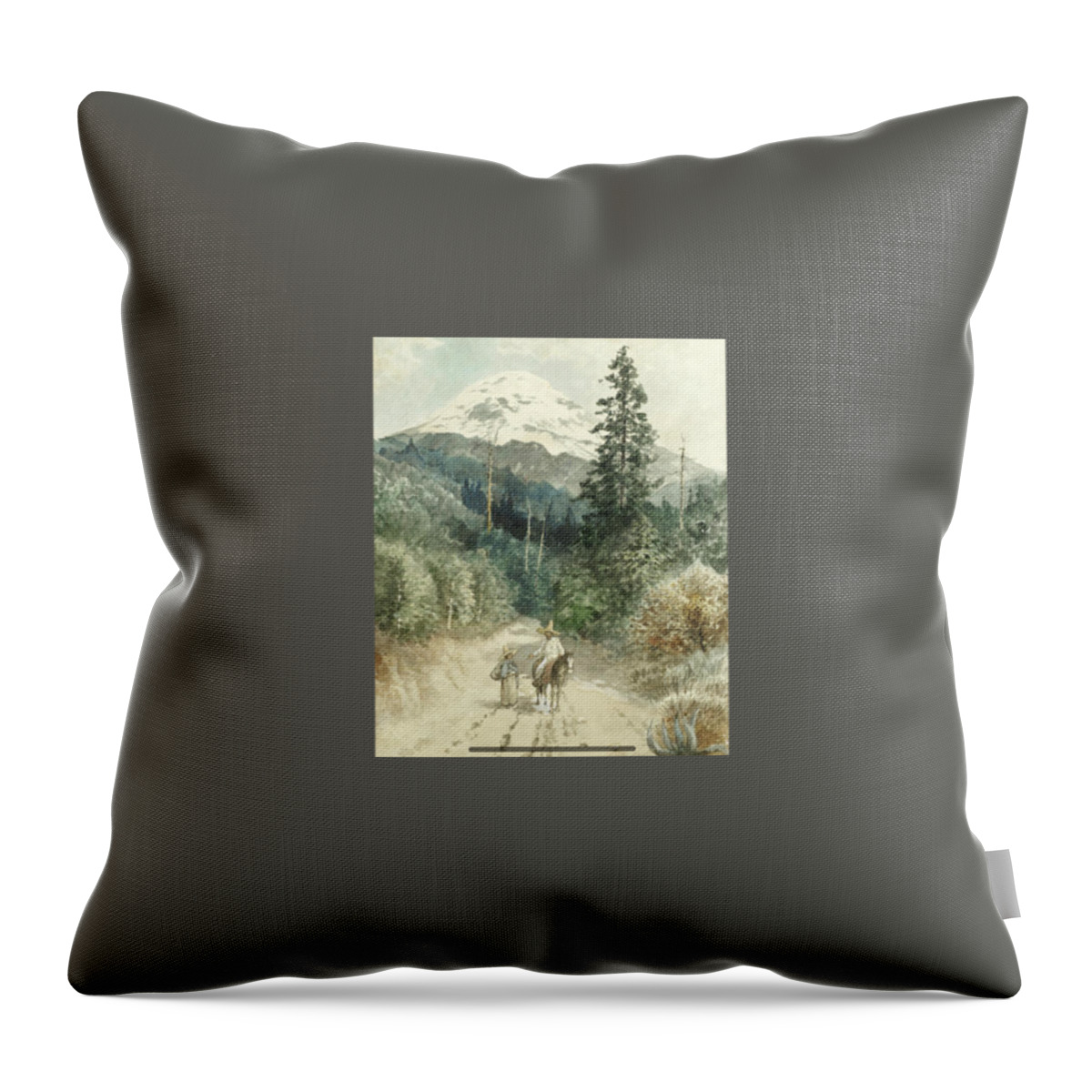 August LÖhr (german Throw Pillow featuring the painting A view of Popocatepetl #1 by MotionAge Designs